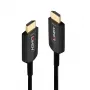 Hibrīda optiskās šķiedras HDMI kabelis Lindy 15 m, Ultra High Speed 48 Gbit/s, HDMI 2.1, apzeltīti savienotāji, melns