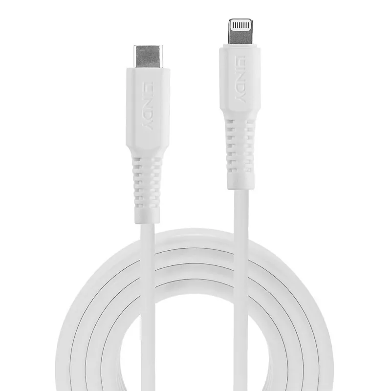 Lindy 3m USB Type C uz Lightning kabelis, balts