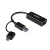 Lindy USB 3.2 Gen 1 Gigabit Ethernet pārveidotājs ar vadu USB savienojumu, Ethernet, 5000 Mbit/s, melns