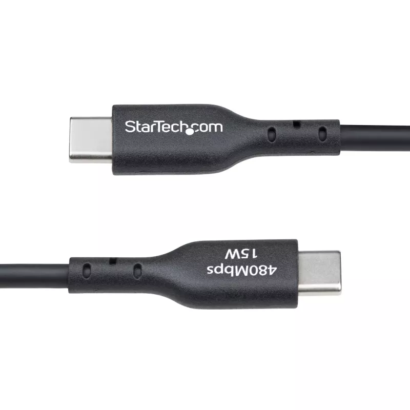 StarTech.com 30 cm USB-A uz USB-C uzlādes kabelis, uzlāde un sinhronizācija, 3A, USB 2.0, TPE apvalks - melns USB uzlādes vads