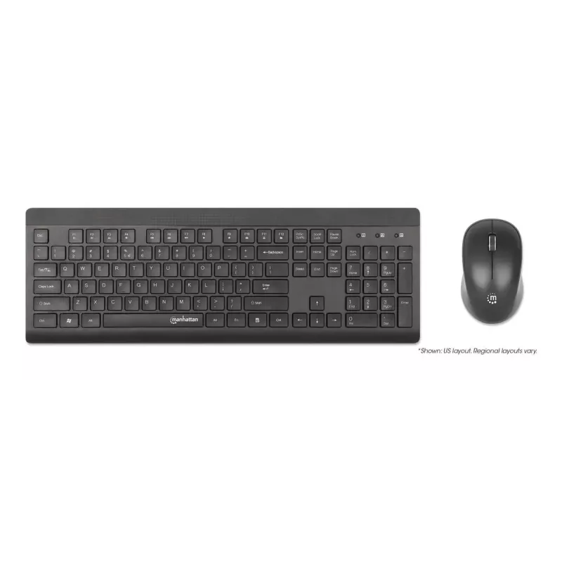 Manhattan 180771 bezvadu tastatūra QWERTY melna iekļauta pele