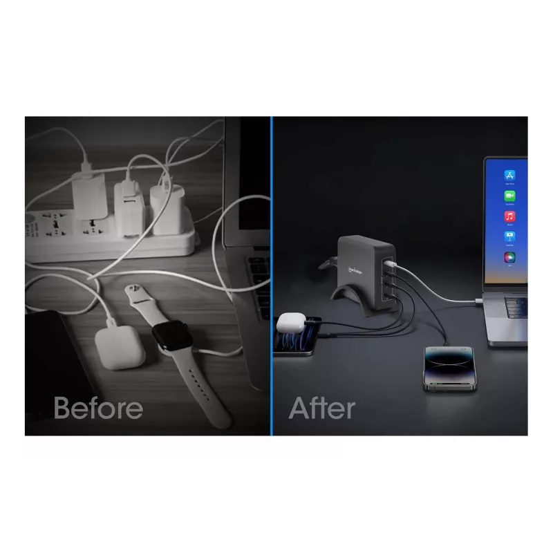 Lādētājs Manhattan ar četriem USB-C PD portiem, 140 W uz portu, 240 W kopā
