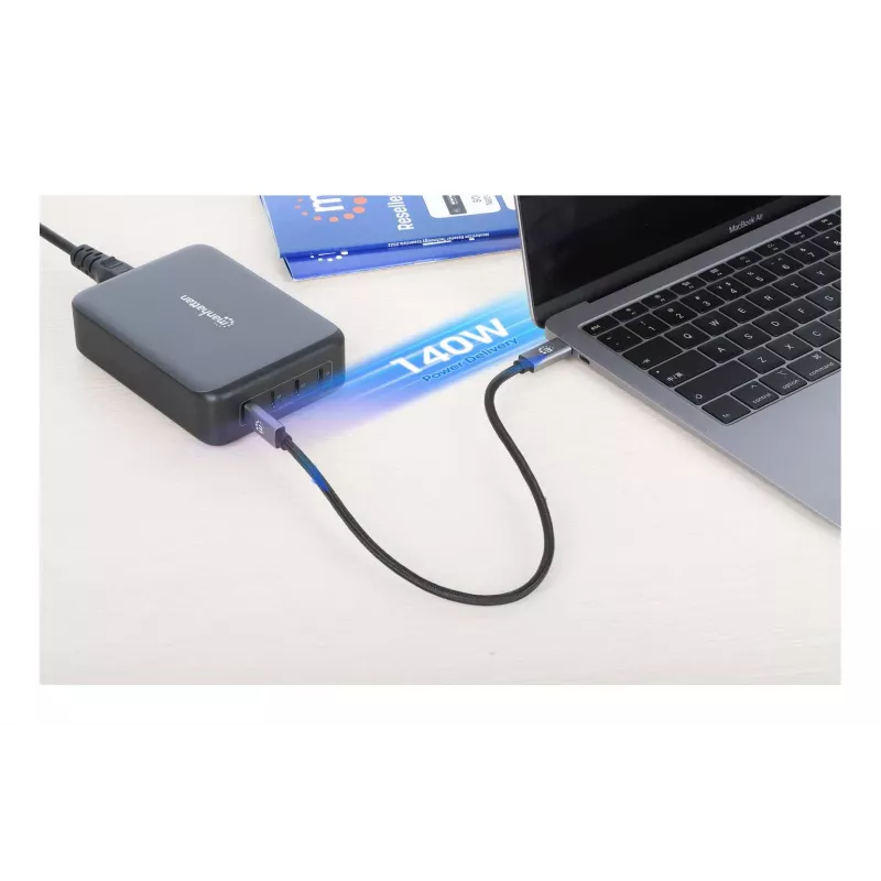 Lādētājs Manhattan ar četriem USB-C PD portiem, 140 W uz portu, 240 W kopā