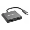 Daudzportu adapteris Manhattan 154321 USB Type-C uz 2 HDMI USB-A Power Delivery 100W