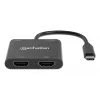 Daudzportu adapteris Manhattan 154321 USB Type-C uz 2 HDMI USB-A Power Delivery 100W