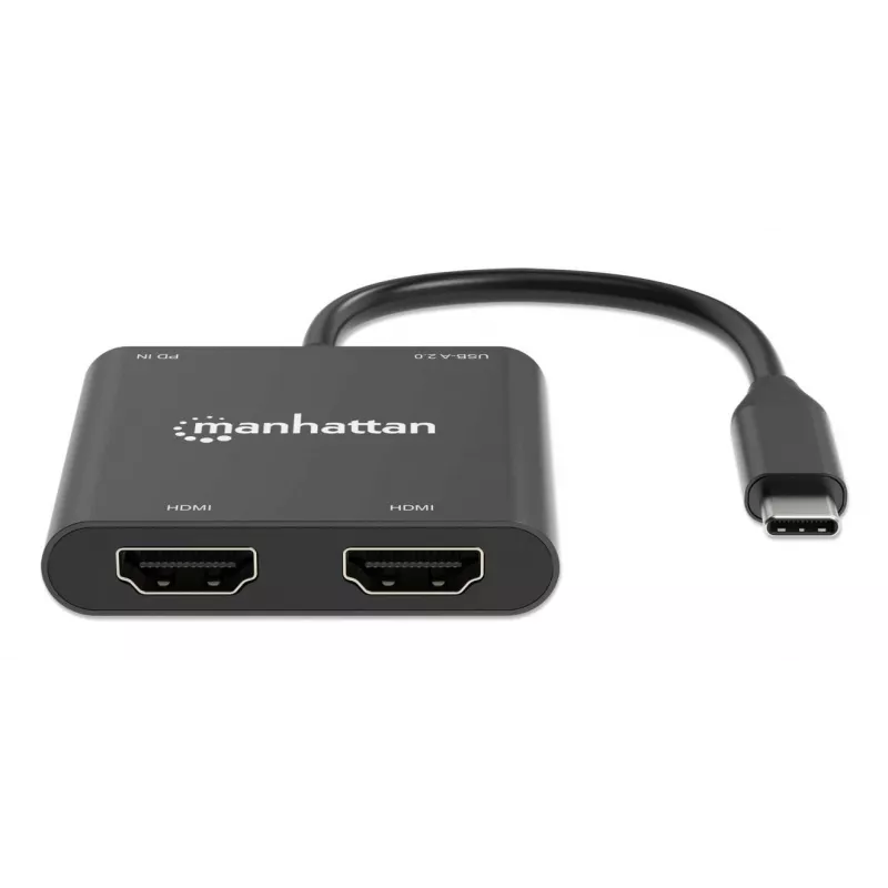 Daudzportu adapteris Manhattan 154321 USB Type-C uz 2 HDMI USB-A Power Delivery 100W