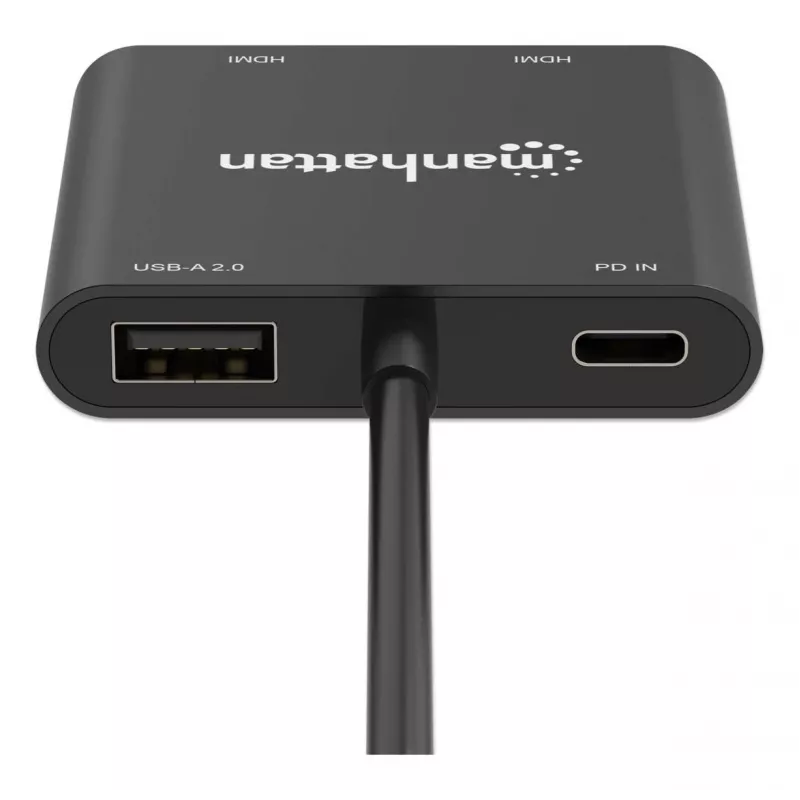 Daudzportu adapteris Manhattan 154321 USB Type-C uz 2 HDMI USB-A Power Delivery 100W