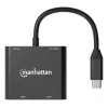 Daudzportu adapteris Manhattan 154321 USB Type-C uz 2 HDMI USB-A Power Delivery 100W