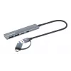 USB-C un USB-A kombinētais doks/cents Manhattan 4 porti 5 Gb/s alumīnija