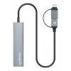 USB-C un USB-A kombinētais doks/cents Manhattan 4 porti 5 Gb/s alumīnija