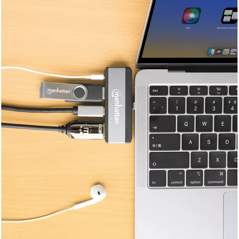 USB-C ceļojumu dokstacija Manhattan 190404 4 porti HDMI USB-A USB-C 3,5 mm