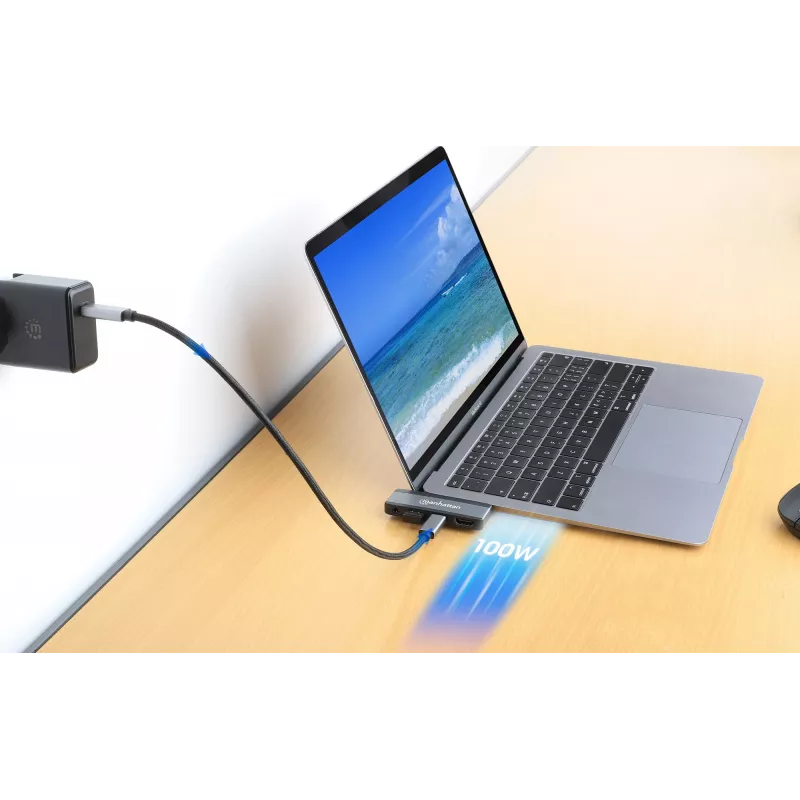 USB-C ceļojumu dokstacija Manhattan 190404 4 porti HDMI USB-A USB-C 3,5 mm