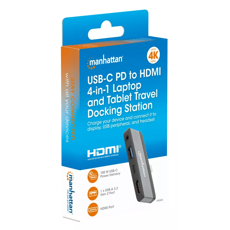 USB-C ceļojumu dokstacija Manhattan 190404 4 porti HDMI USB-A USB-C 3,5 mm