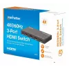 HDMI slēdzis 3x1 MANHATTAN 18G automātisks manuāls IR tālvadības pults melns