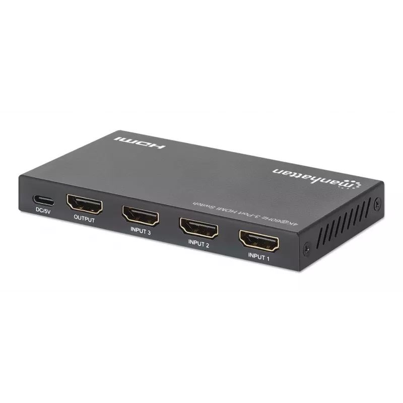 HDMI slēdzis 3x1 MANHATTAN 18G automātisks manuāls IR tālvadības pults melns