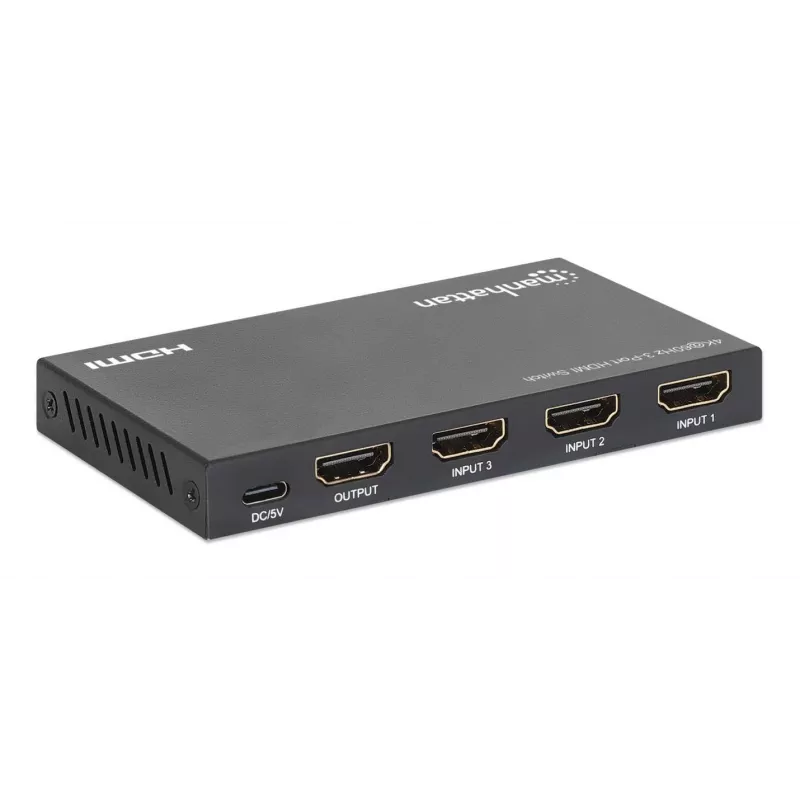HDMI slēdzis 3x1 MANHATTAN 18G automātisks manuāls IR tālvadības pults melns