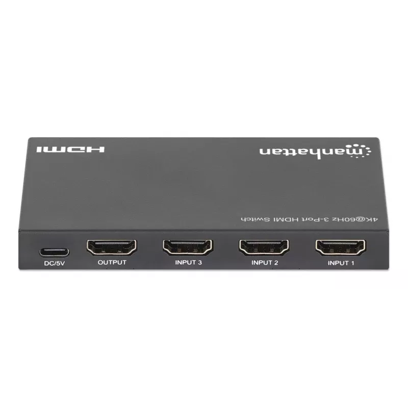 HDMI slēdzis 3x1 MANHATTAN 18G automātisks manuāls IR tālvadības pults melns