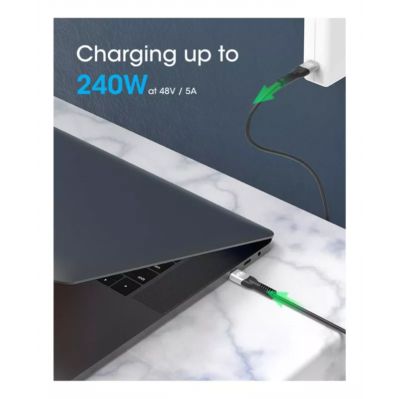 USB-C vīriešu uz USB-C vīriešu kabelis Manhattan 2m USB4 Gen 3x2 8K 60Hz