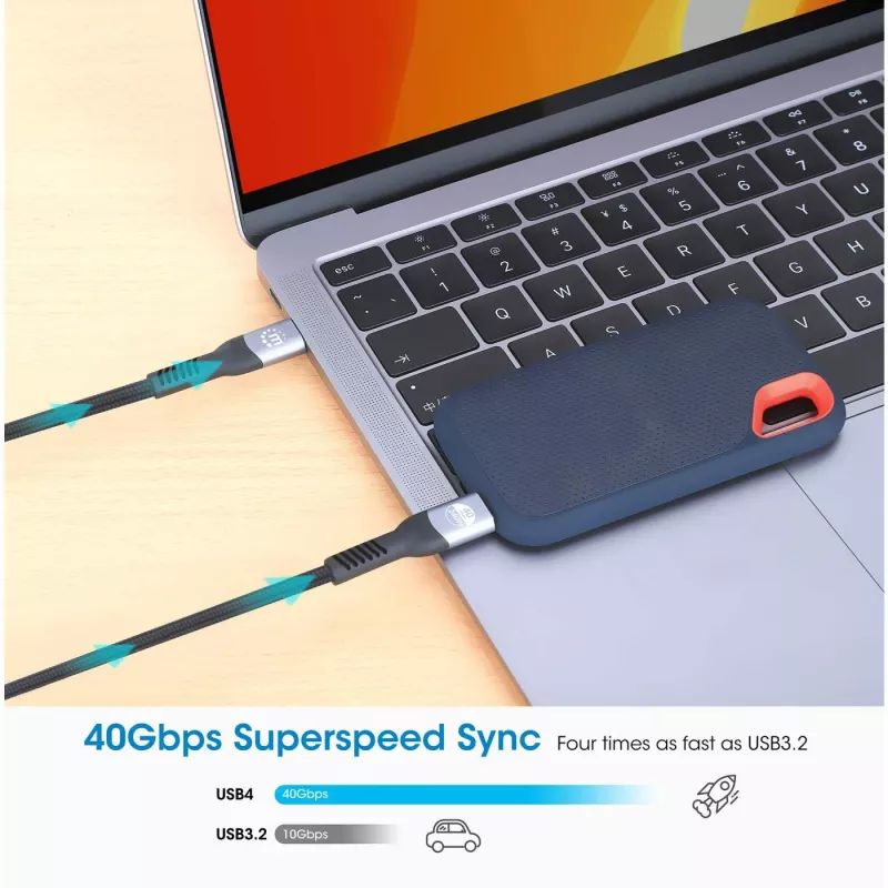 USB-C vīriešu uz USB-C vīriešu kabelis Manhattan 2m USB4 Gen 3x2 8K 60Hz