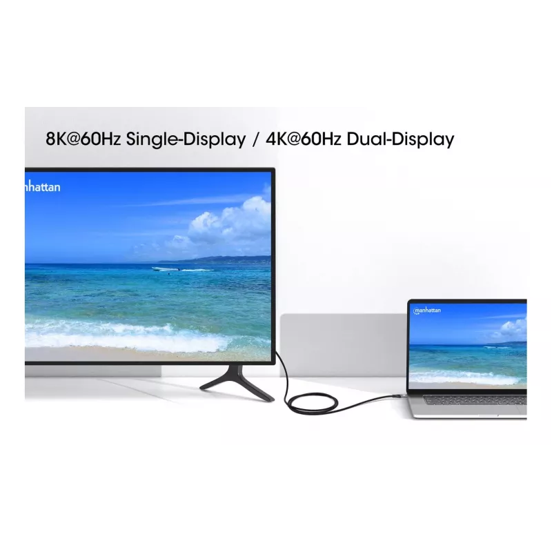 USB-C vīriešu uz USB-C vīriešu kabelis Manhattan 2m USB4 Gen 3x2 8K 60Hz