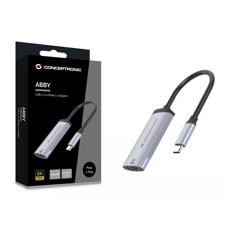 Conceptronic ABBY23G USB-C uz HDMI 2.1 adapteris, 8K60Hz