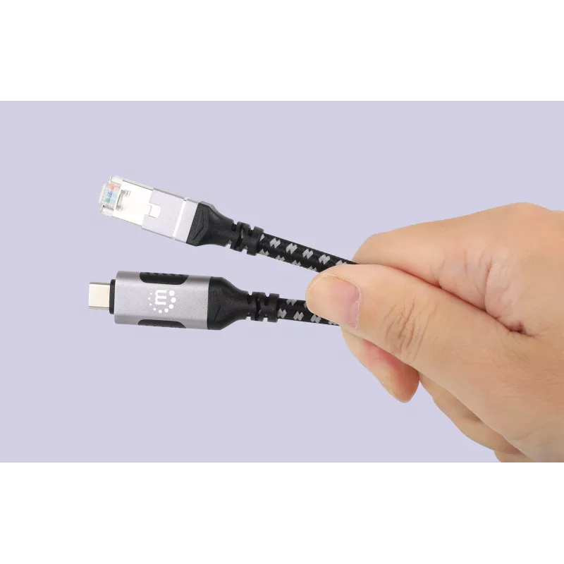 Manhattan USB-C uz Gigabit tīkla Ethernet RJ45 kabelis 2 m melns/sudraba