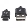 Manhattan USB-C uz USB-A kabelis, 1 m, vīrišķais uz vīrišķo, melns, 480 Mbps (USB 2.0), Hi-Speed USB, mūža garantija, ekvivalents USB2AC1M