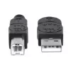 Manhattan USB-A–USB-B kabelis, 5 m, vīr.–vīr., 480 Mbps (USB 2.0), Hi-Speed USB, melns, mūža garantija, ekvivalents USB2HAB5M.