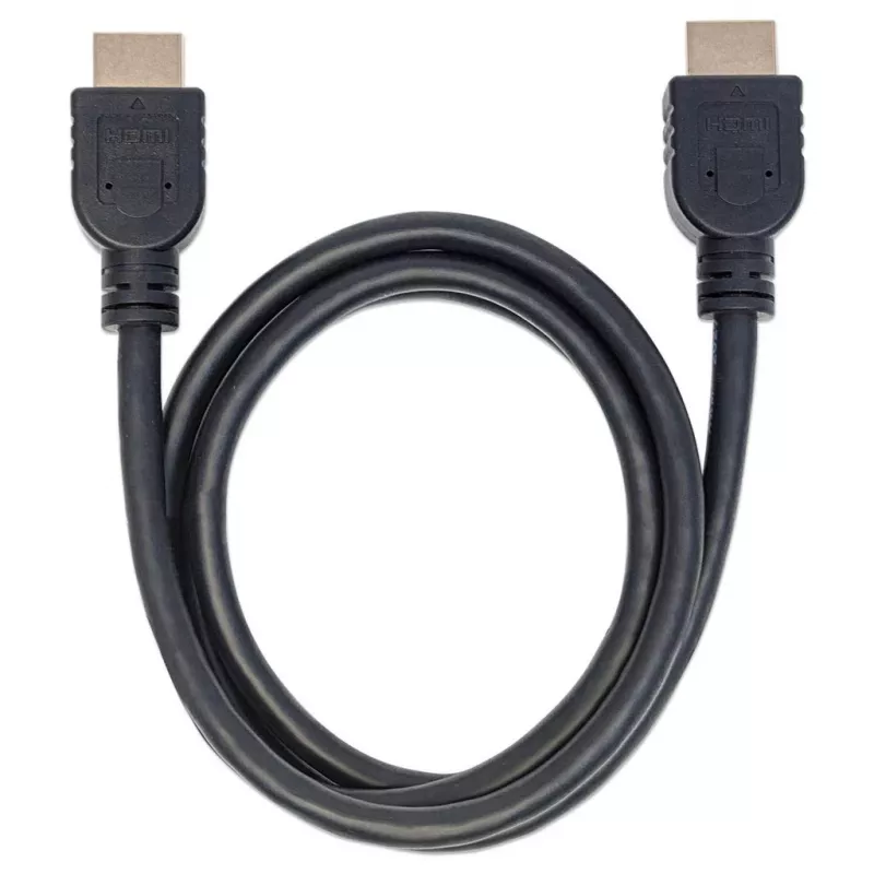 Manhattan HDMI 4K@60Hz kabelis ar Ethernet - CL3 novērtējums, 1m, piemērots ievietošanai sienā, visiem 4K un 1080p/HD lietojumiem - jauninot tagad vai sagatavojoties, kad tas būs nepieciešams, vīrišķais uz vīrišķo, melns, Ultra HD 4k x 2k, mūža garantija, Premium High Speed