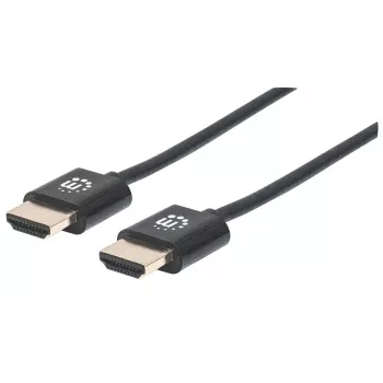 Manhattan HDMI kabelis ar Ethernet (īpaši plāns), 4K@60Hz (Premium High Speed), 0,5 m, vīrietis-vīr., melns, Ultra HD 4k x 2k, pilnībā ekranēts, zeltīti kontakti, mūža garantija