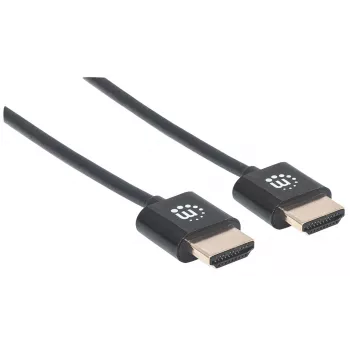 Manhattan HDMI kabelis ar Ethernet (īpaši plāns), 4K@60Hz (Premium High Speed), 0,5 m, vīrietis-vīr., melns, Ultra HD 4k x 2k, pilnībā ekranēts, zeltīti kontakti, mūža garantija