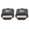 Manhattan HDMI kabelis ar Ethernet (īpaši plāns), 4K@60Hz (Premium High Speed), 0,5 m, vīrietis-vīr., melns, Ultra HD 4k x 2k, pilnībā ekranēts, zeltīti kontakti, mūža garantija