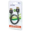 Manhattan HDMI kabelis ar Ethernet (īpaši plāns), 4K@60Hz (Premium High Speed), 0,5 m, vīrietis-vīr., melns, Ultra HD 4k x 2k, pilnībā ekranēts, zeltīti kontakti, mūža garantija