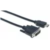 Manhattan HDMI uz DVI-D 24+1 kabelis, 3 m, vīrietis–vīrietis, melns, Dual Link, saderīgs ar DVD-D, mūža garantija, ekvivalents HDDVIMM3M
