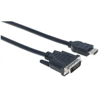 Manhattan HDMI uz DVI-D 24+1 kabelis, 3 m, vīrietis–vīrietis, melns, Dual Link, saderīgs ar DVD-D, mūža garantija, ekvivalents HDDVIMM3M