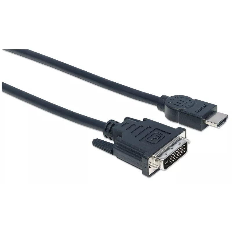Manhattan HDMI uz DVI-D 24+1 kabelis, 3 m, vīrietis–vīrietis, melns, Dual Link, saderīgs ar DVD-D, mūža garantija, ekvivalents HDDVIMM3M