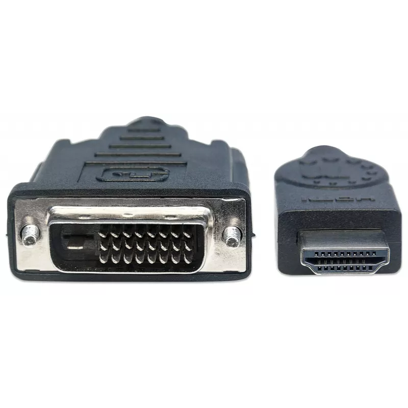 Manhattan HDMI uz DVI-D 24+1 kabelis, 3 m, vīrietis–vīrietis, melns, Dual Link, saderīgs ar DVD-D, mūža garantija, ekvivalents HDDVIMM3M