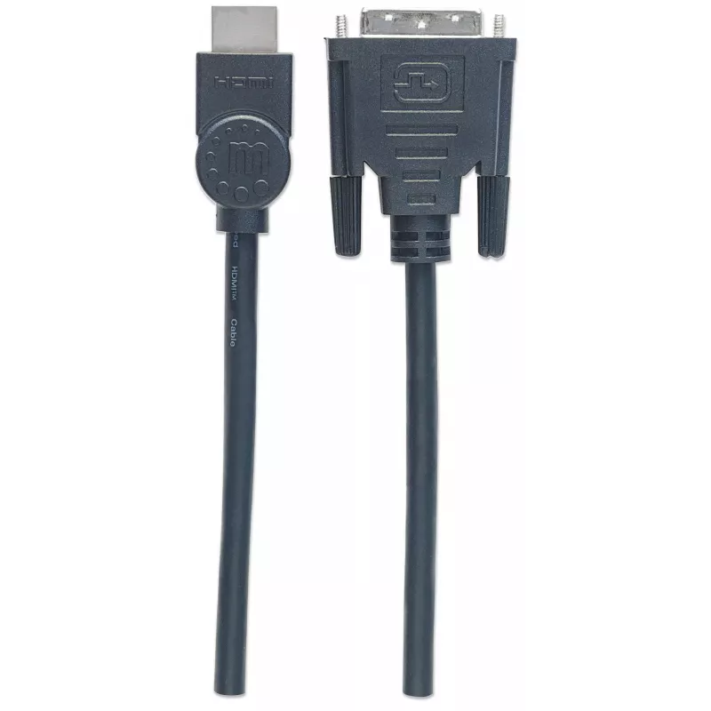 Manhattan HDMI uz DVI-D 24+1 kabelis, 3 m, vīrietis–vīrietis, melns, Dual Link, saderīgs ar DVD-D, mūža garantija, ekvivalents HDDVIMM3M