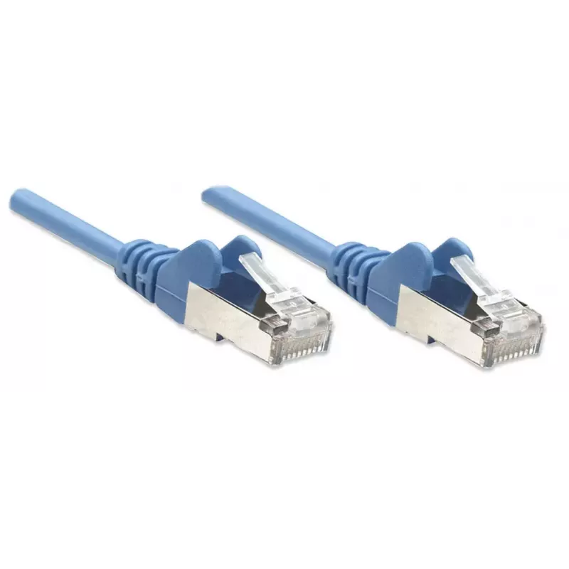 Intellinet tīkla ielāpu vads, Cat5e, 7,5 m, zils, CCA, SF/UTP, PVC, RJ45, zelta pārklājuma kontakti, bez aizķeršanās, ar aizsargapvalku, mūža garantija