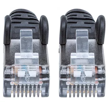 Intellinet tīkla komutācijas kabelis, Cat6, 5 m, melns, varš, S/FTP, LSOH / LSZH, PVC, RJ45, zeltīti kontakti, bez aizķeršanās, ar aizsarguzmavu, mūža garantija