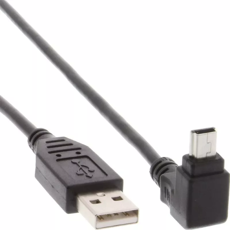 Techly USB 2.0 kabelis A spraudnis / Mini B spraudnis 90° 1,8 m melns ICOC MUSB-AA-018ANG