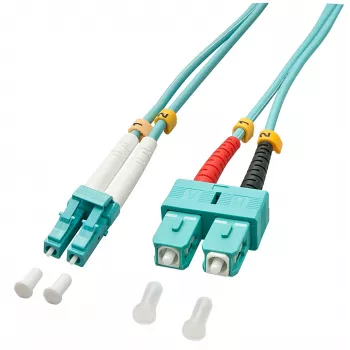Lindy 10m OM3 LC - SC Duplex InfiniBand/šķiedru optikas kabelis Tirkīzzils