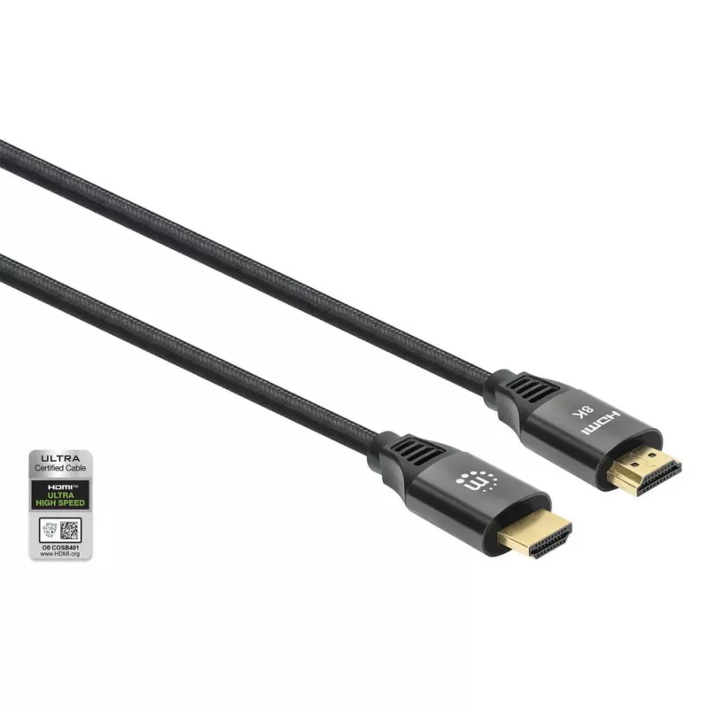 HDMI kabelis ar Ethernet Manhattan 8K@60Hz 2m pīts vīrišķais-vīrišķais melns