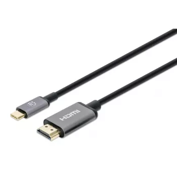 Manhattan USB-C uz HDMI kabelis, 4K@60Hz, 1 m, melns, vīrišķais–vīrišķais, trīs gadu garantija, ekvivalents CDP2HD2MBNL