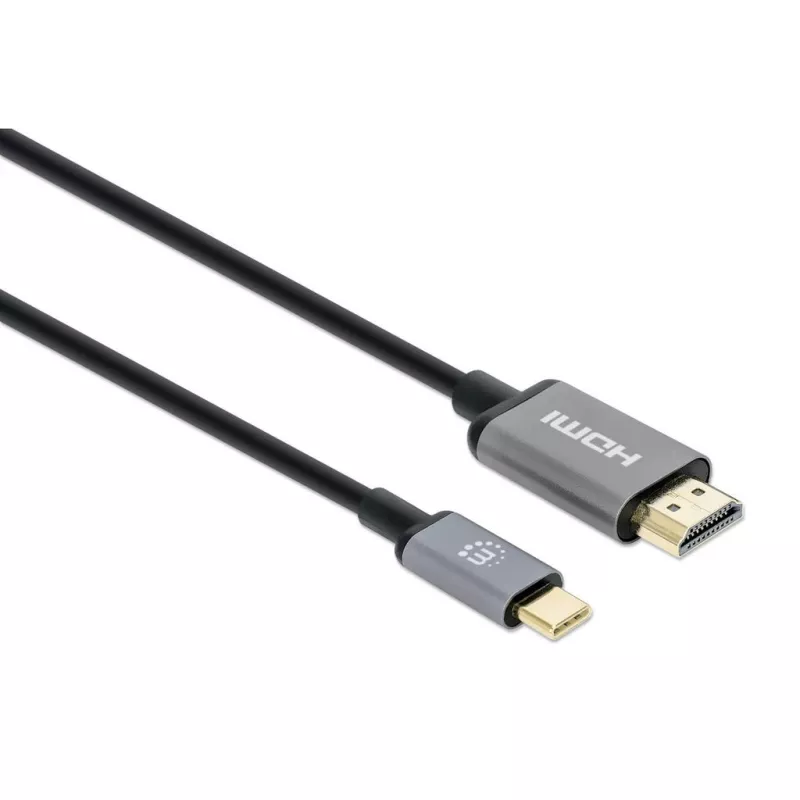 Manhattan USB-C uz HDMI kabelis, 4K@60Hz, 1 m, melns, vīrišķais–vīrišķais, trīs gadu garantija, ekvivalents CDP2HD2MBNL