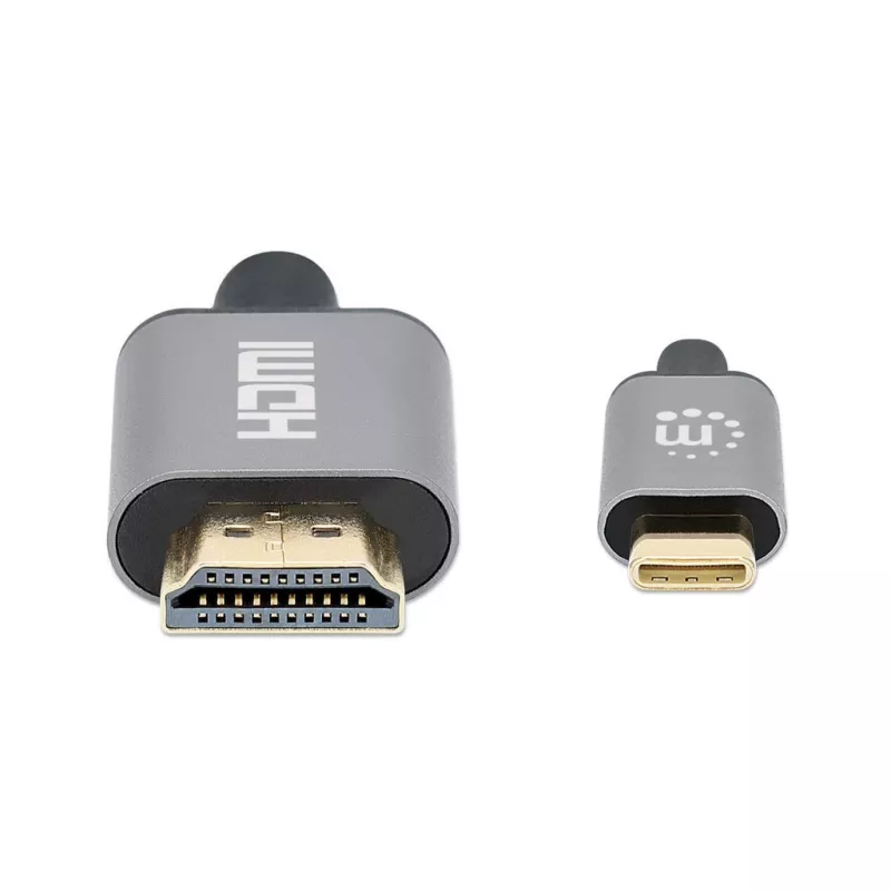 Manhattan USB-C uz HDMI kabelis, 4K@60Hz, 1 m, melns, vīrišķais–vīrišķais, trīs gadu garantija, ekvivalents CDP2HD2MBNL