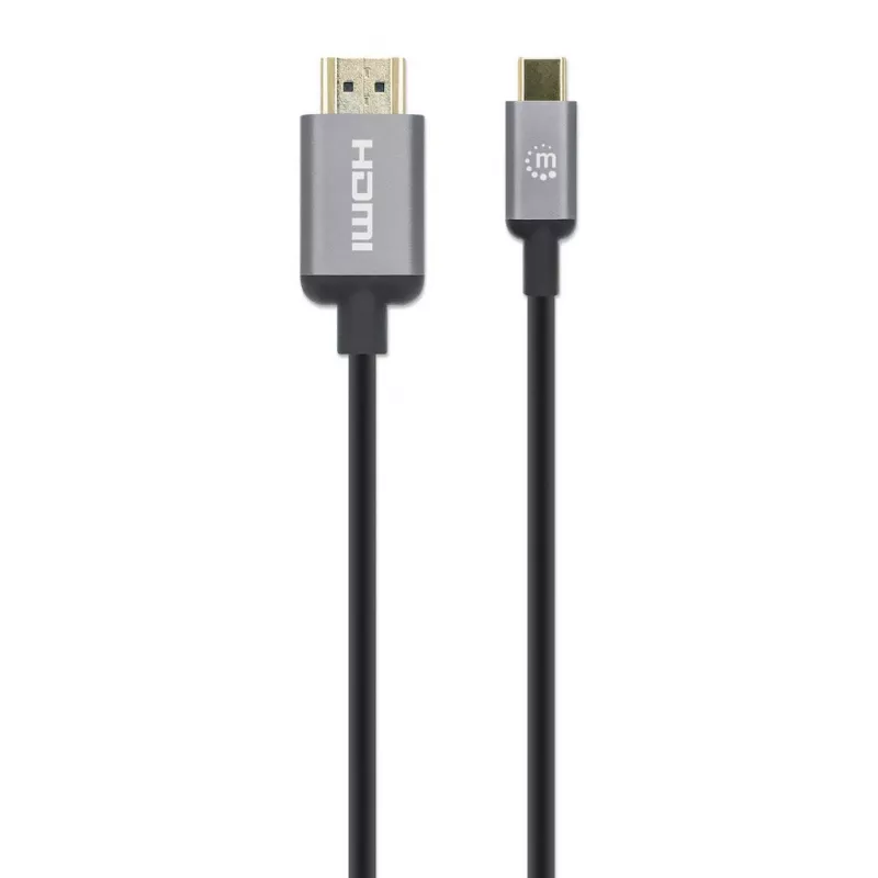Manhattan USB-C uz HDMI kabelis, 4K@60Hz, 1 m, melns, vīrišķais–vīrišķais, trīs gadu garantija, ekvivalents CDP2HD2MBNL