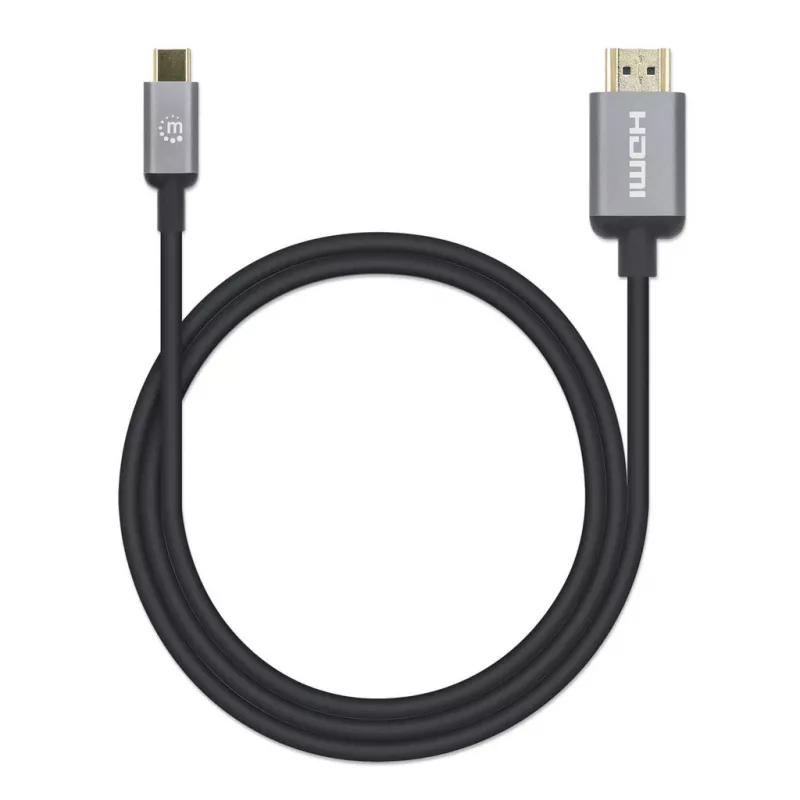 Manhattan USB-C uz HDMI kabelis, 4K@60Hz, 1 m, melns, vīrišķais–vīrišķais, trīs gadu garantija, ekvivalents CDP2HD2MBNL