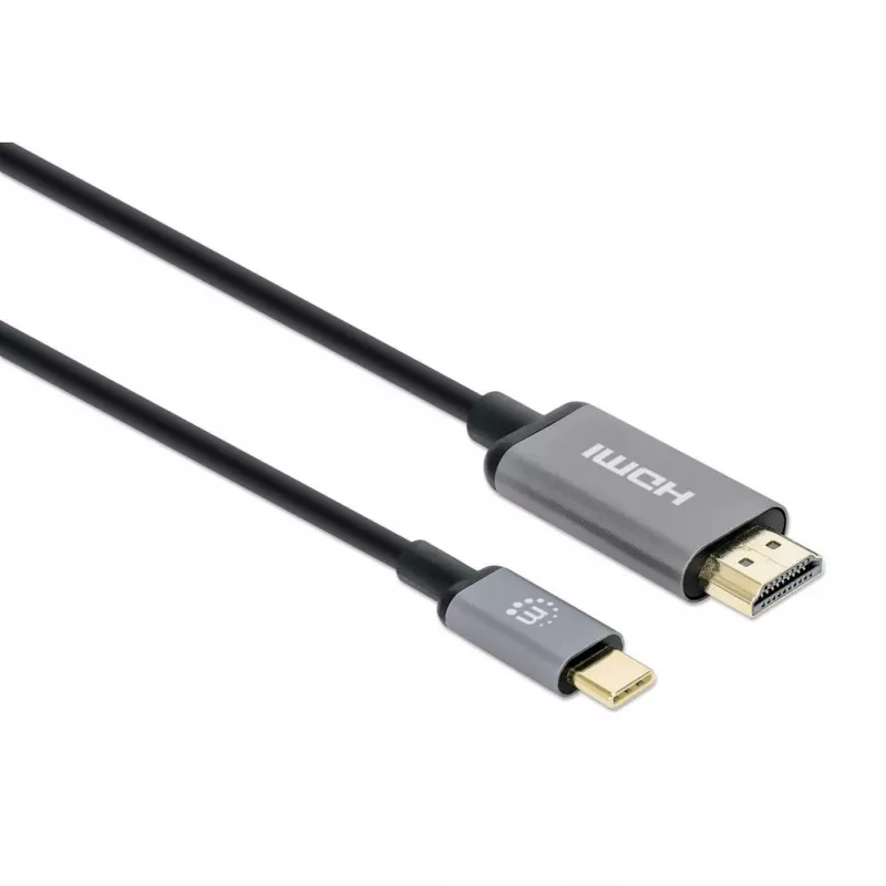 Manhattan USB-C–HDMI kabelis, 4K@60Hz, 2m, melns, vīrišķais–vīrišķais, trīs gadu garantija, ekvivalents CDP2HD2MBNL