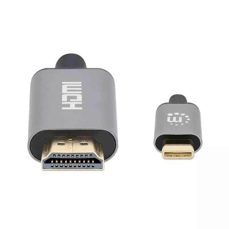 Manhattan USB-C–HDMI kabelis, 4K@60Hz, 2m, melns, vīrišķais–vīrišķais, trīs gadu garantija, ekvivalents CDP2HD2MBNL